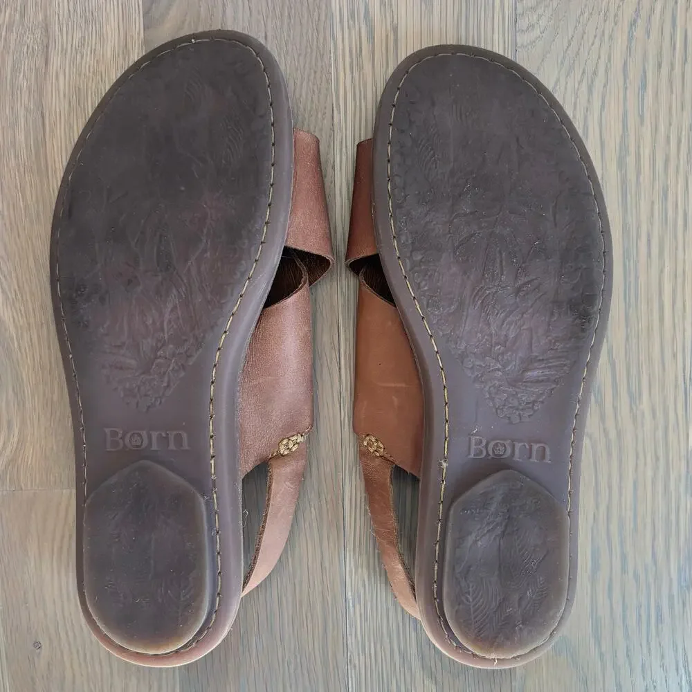 Born Leather Crisscross Slingback Comfort Sandals Brown Boho Womens Size 9 - Picture 7 of 9